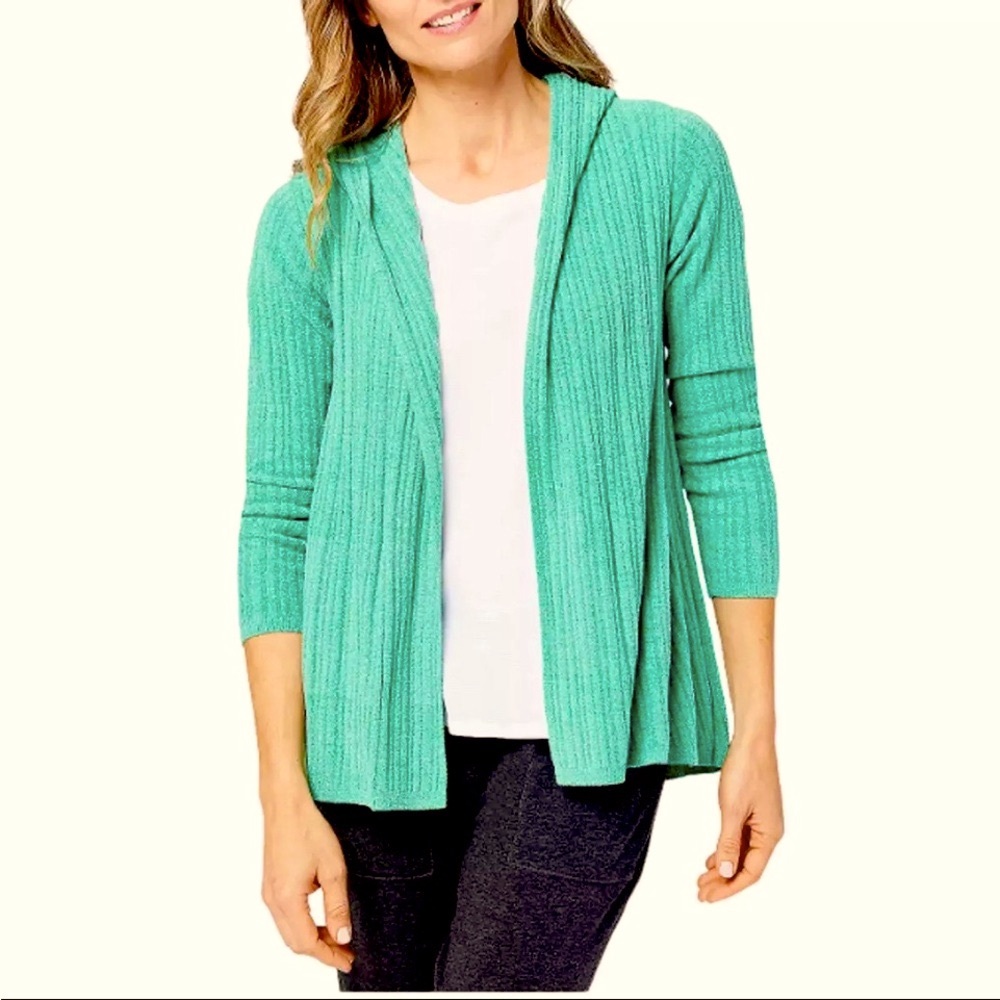 💚NWT Barefoot Dreams Namaste Rib Hood Cardi Open Front 1XL Cozychic
Ultra Lite